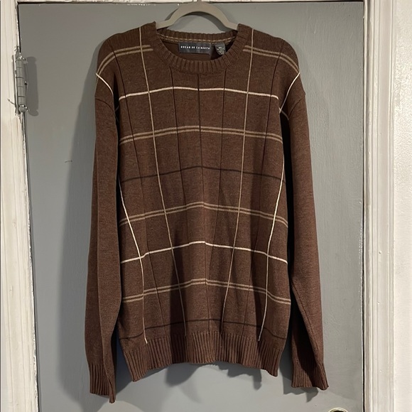 Oscar de la Renta Other - Oscar de la Renta Brown Crewneck Sweater with‎ Plaid Pattern XXL